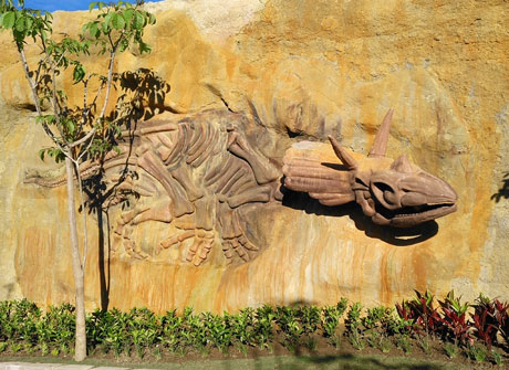华龙艺术效果逼真恐龙骨架雕塑墙