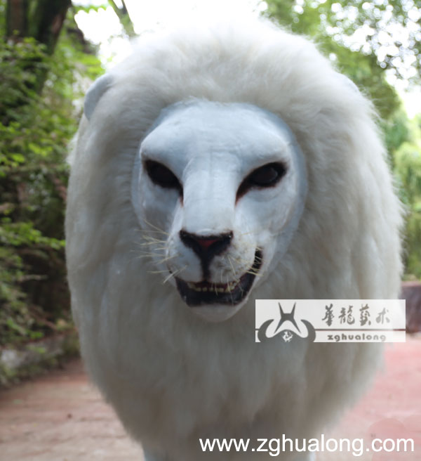 华龙艺术仿大型仿真白狮子模型