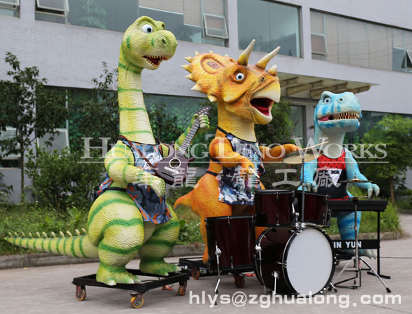 弹乐器的仿真恐龙