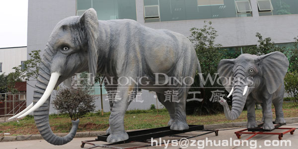 华龙艺术仿真大象一家模型