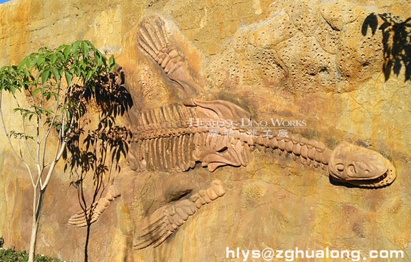 华龙艺术效果逼真恐龙雕塑墙