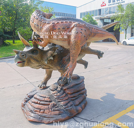 华龙艺术仿真恐龙打斗场景组合摆件