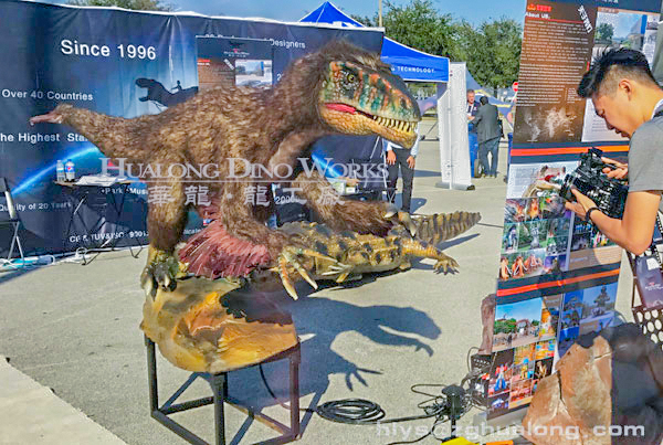 华龙艺术超逼真大型仿真迅猛龙模型（贴毛）4M