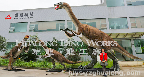 华龙艺术室内恐龙主题乐园 大型仿真贴毛恐龙机模4.5M