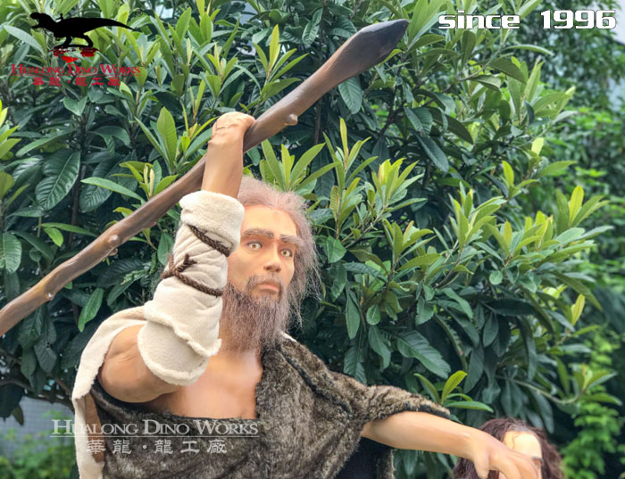 华龙科技 影视道具远古原始人社会动雕塑模型装饰摆件