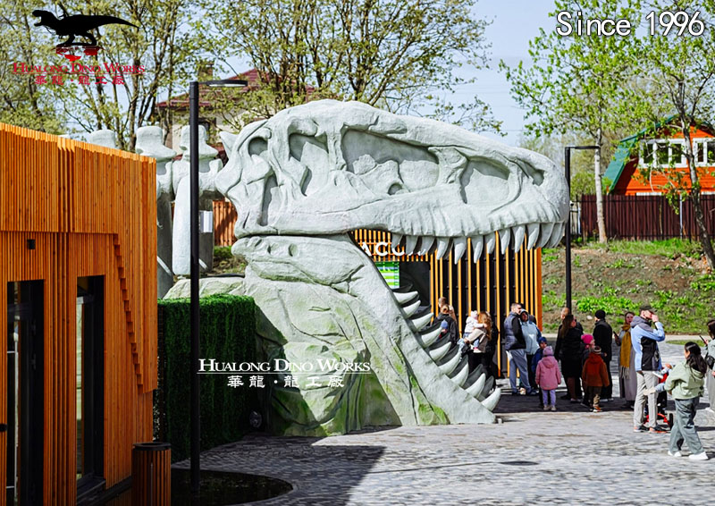 华龙科技 侏罗纪恐龙乐园  恐龙骨架大门 迎宾雕塑大门
