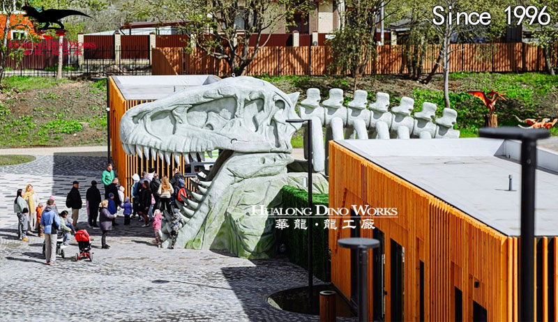 华龙艺术 恐龙主题景区趣味 恐龙骨架迎宾大门