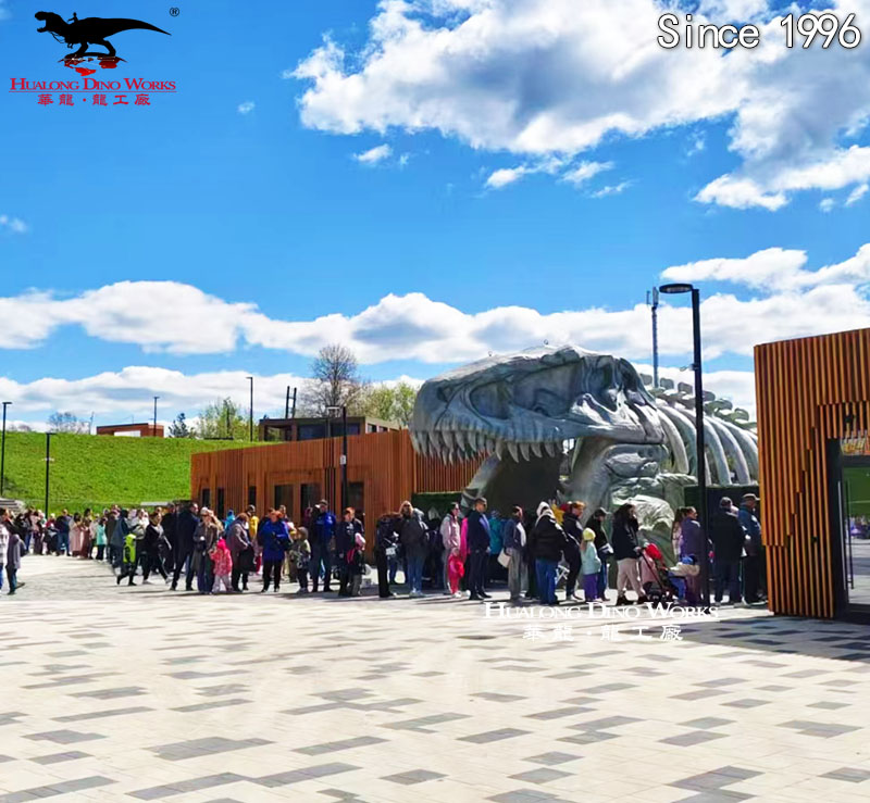 华龙科技 侏罗纪恐龙乐园  恐龙骨架大门 迎宾雕塑大门