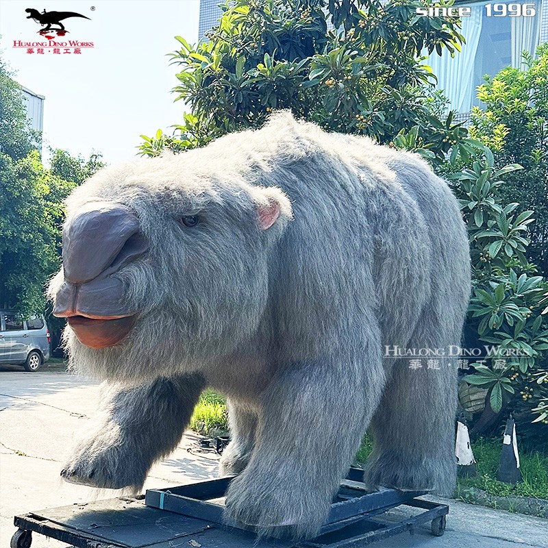 华龙艺术 1:1 仿真双齿门兽模型 史前远古巨兽动态植绒摆件 景区商场网红打卡引流美陈设备