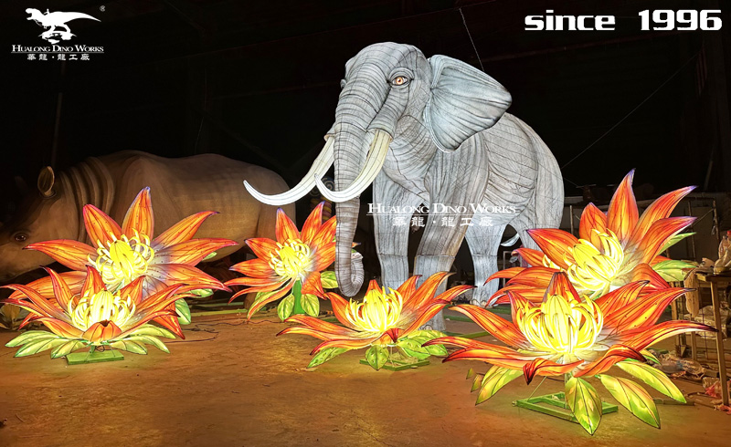 华龙科技  栩栩如生的大象花灯装饰摆件