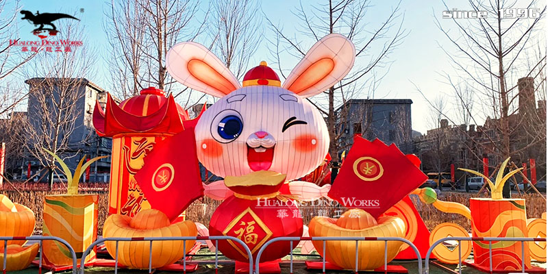 华龙科技 大型卡通兔子花灯定制