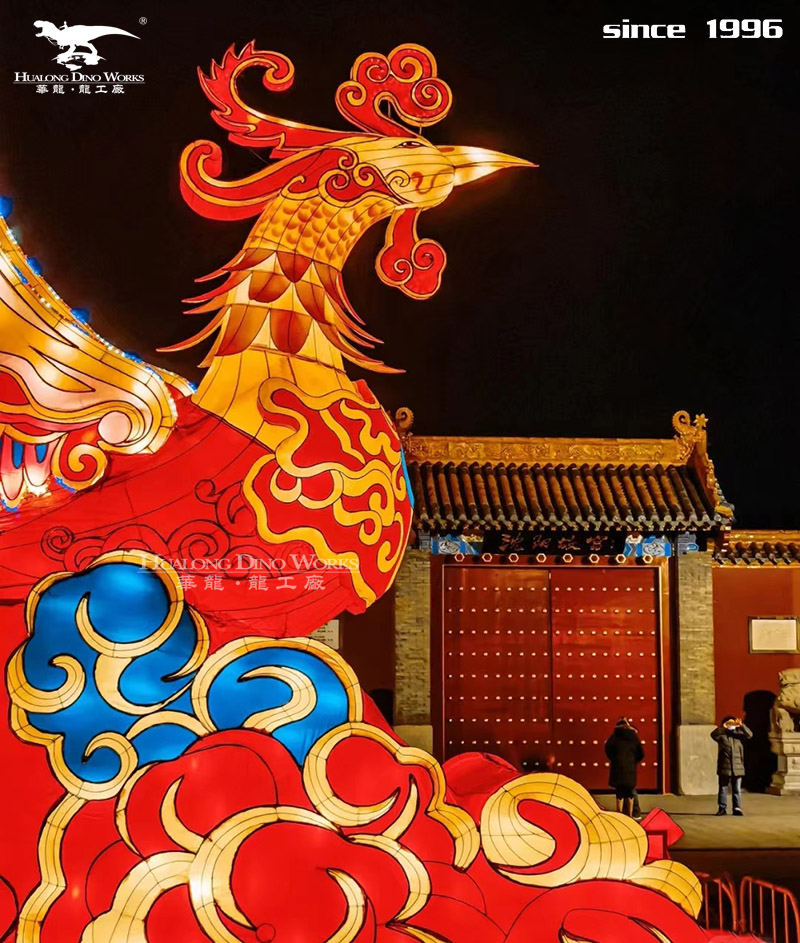 华龙科技造型绚丽多彩的大型凤凰彩灯