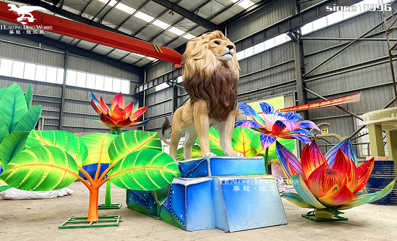 华龙科技 纯手工打造的美丽狮子彩灯