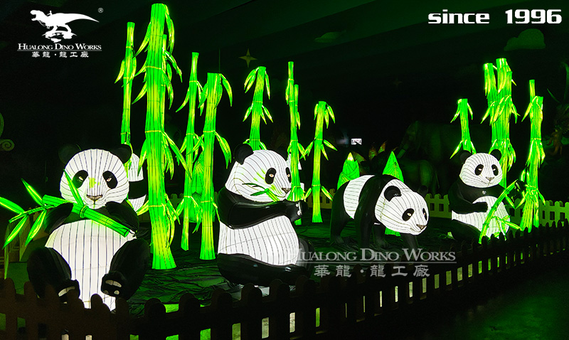 华龙艺术 夜游彩灯文化熊猫动物花灯高度还原 大型工厂灯会生产厂家
