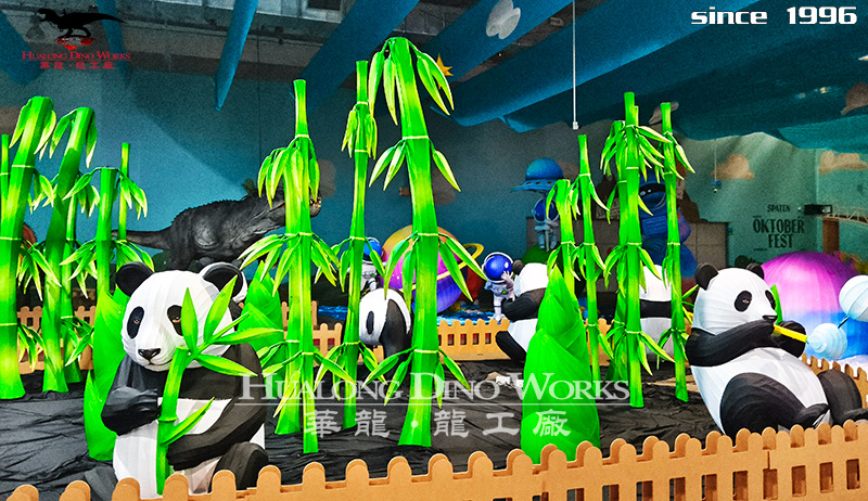 华龙艺术 仿真动物熊猫灯组、灯会、华龙艺术工厂来图定制生产