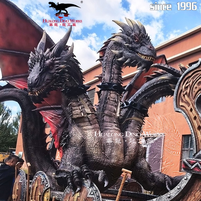 华龙科技 主题引流设备欢迎打卡巡演车活动  大型仿真三头怪兽西方飞龙